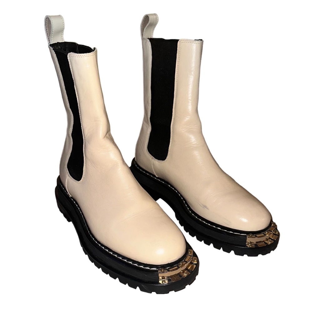 Sandro Chelsea style platform boots with screws